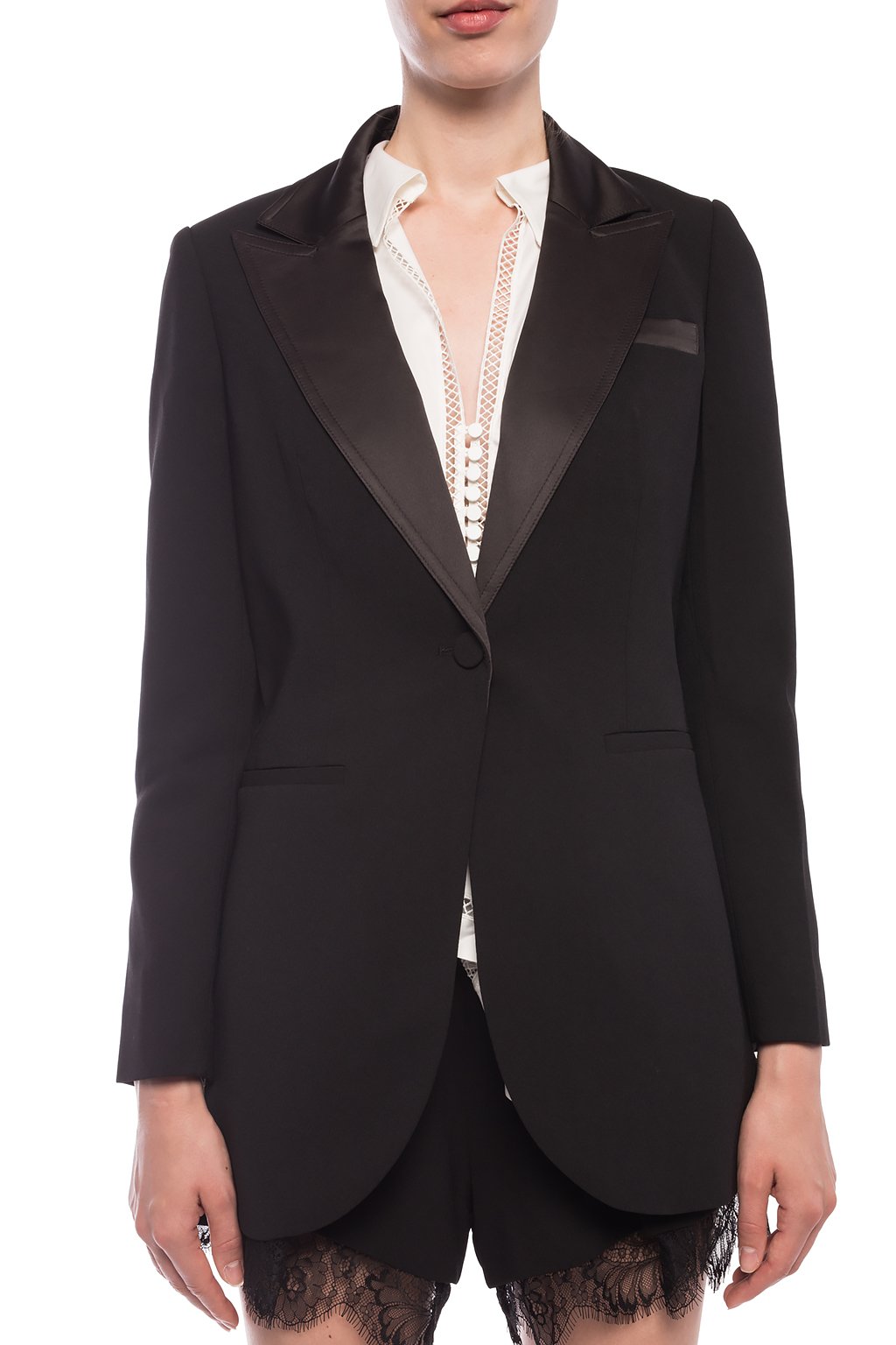 Black Blazer dress peaked lapels Self Portrait Vitkac GB